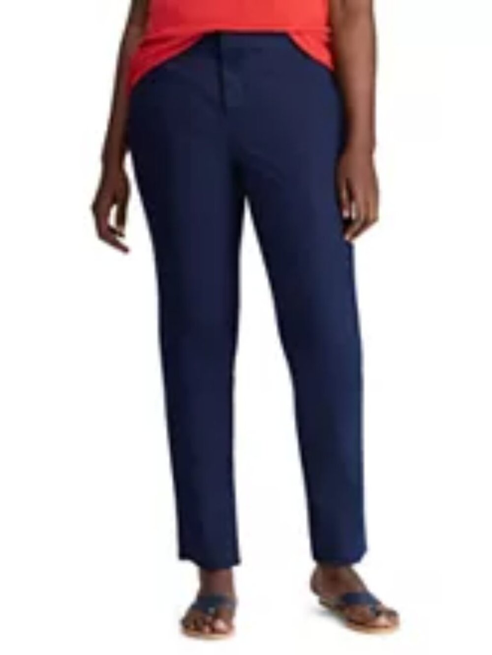 Women's CHAPS Plus Size Midrise Slim Straight Leg Dress Pants - Navy - 22W - NWT